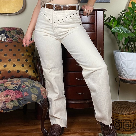 High-waisted Cream Jeans by Denum - VTG 11 - Picture 3 of 6